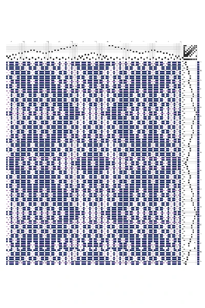 Ornamental Summer & Winter Bursts Draft in Navy & Lilac | 10-Shaft 10-Treadle Dobby Loom Pattern