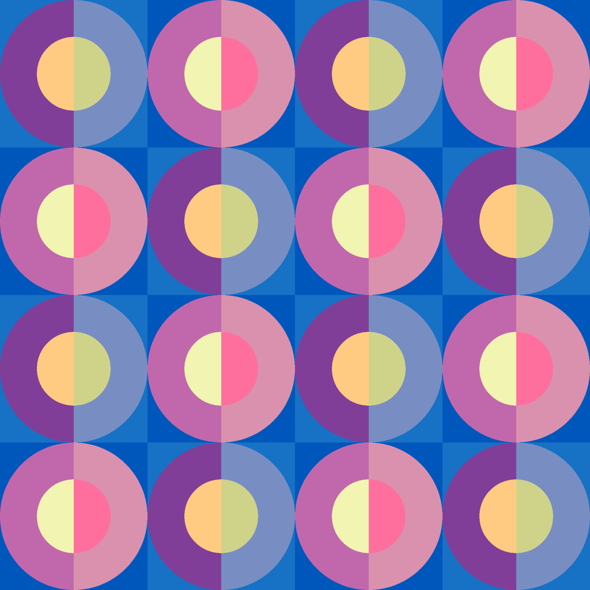 Modern Split Circle Checkers Seamless Pattern in Cobalt & Orchid | Free Geometric Surface Design