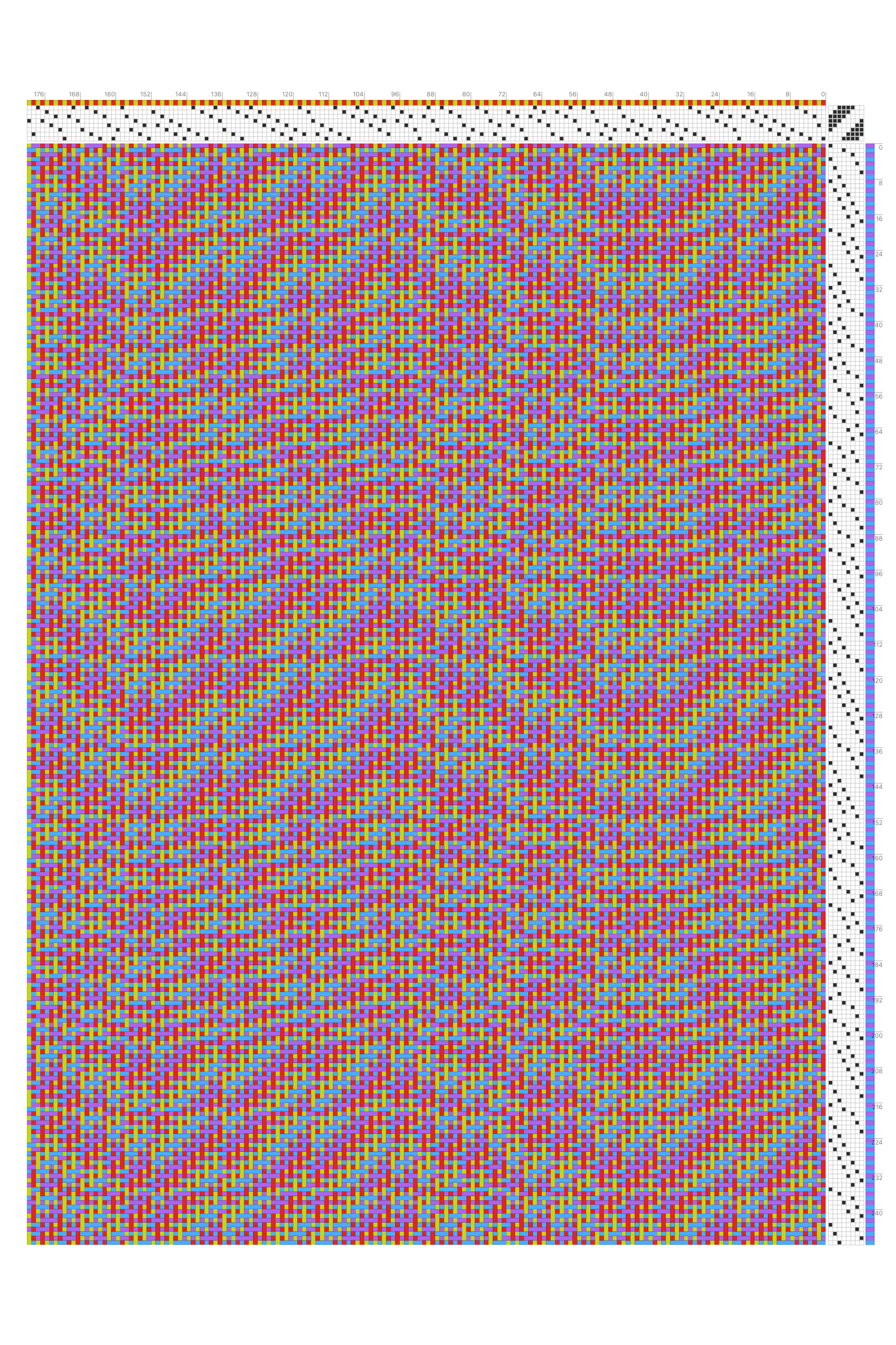Iridescent Rainbow Iris Network Weaving in Sky, Magenta & Chartreuse | 8-Shaft 8-Treadle Pattern
