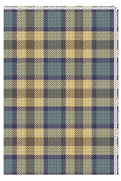 Turned Twill Tartan Weaving Draft in Slate, Indigo & Wheat | 4-Shaft 4-Treadle Loom Pattern