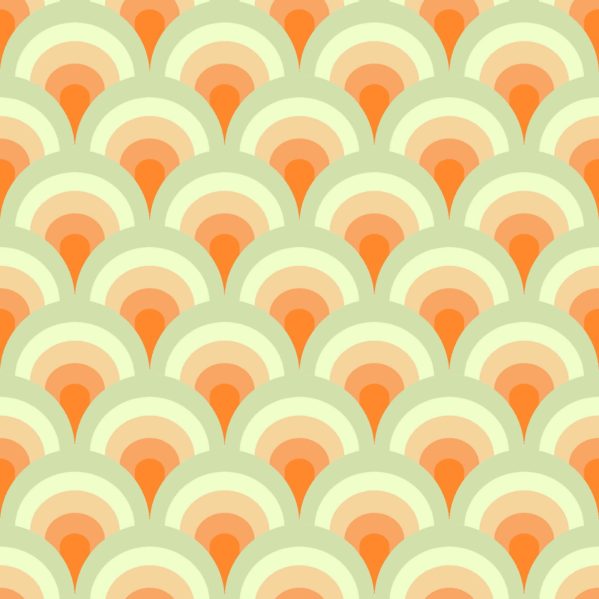 Retro Scalloped Rainbow Seamless Pattern in Tangerine & Pistachio | Free Geometric Surface Design