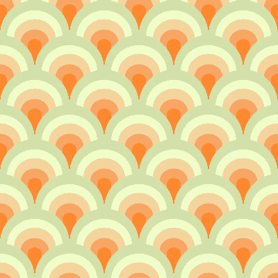 Retro Scalloped Rainbow Seamless Pattern in Tangerine & Pistachio | Free Geometric Surface Design