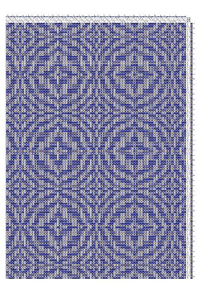 Ornate Medallion Turned Taquete Weaving Draft in Cobalt & Wheat | 8-Shaft 6-Treadle Loom Pattern