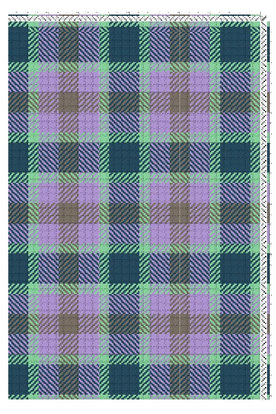 Turned Twill Tartan Weaving Draft in Teal, Wisteria & Dark Forest Green | 4-Shaft 4-Treadle Pattern