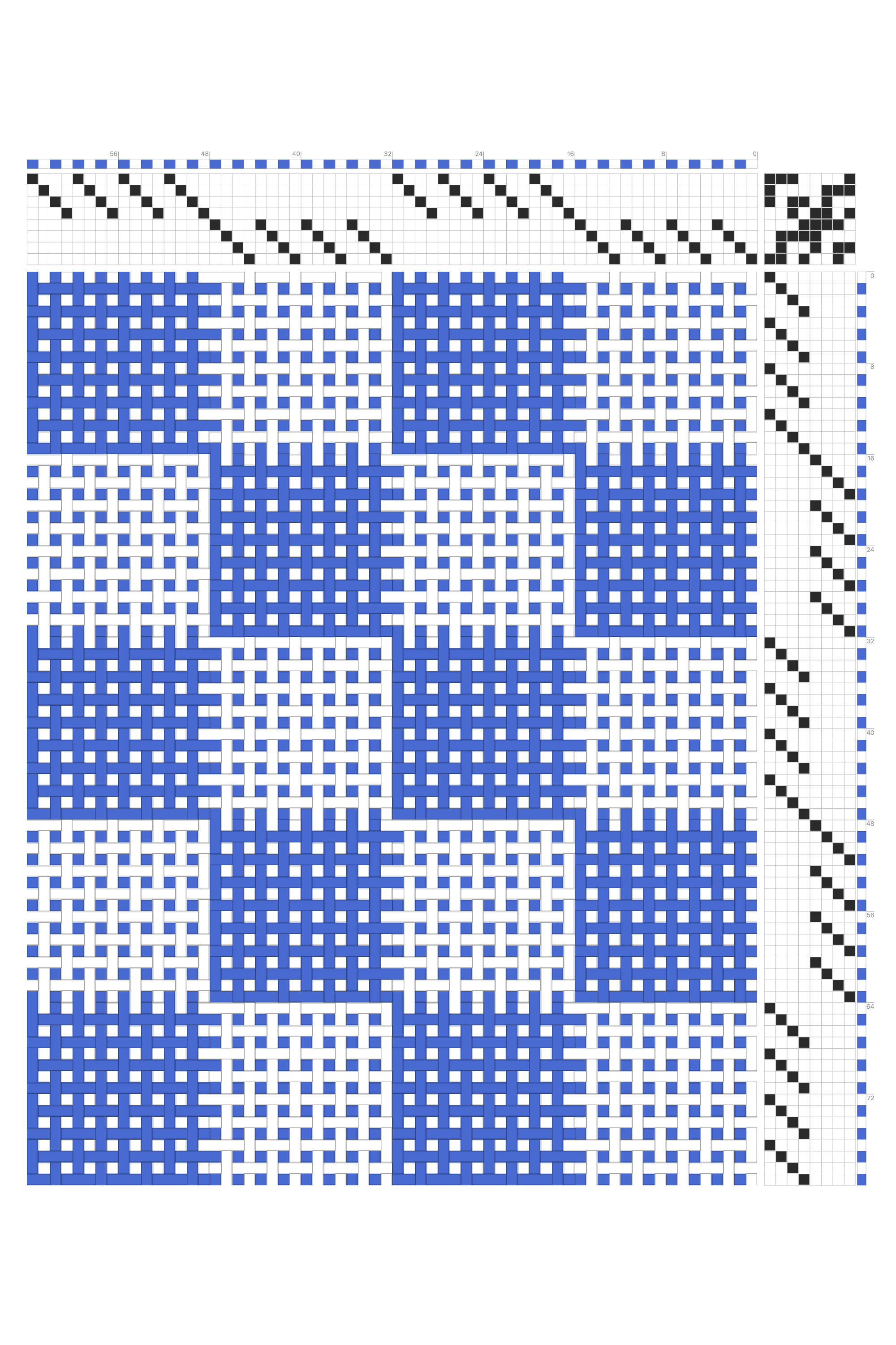Doubleweave Checkerboard Weaving Draft in Cobalt & White | 8-Shaft 8-Treadle Loom Pattern