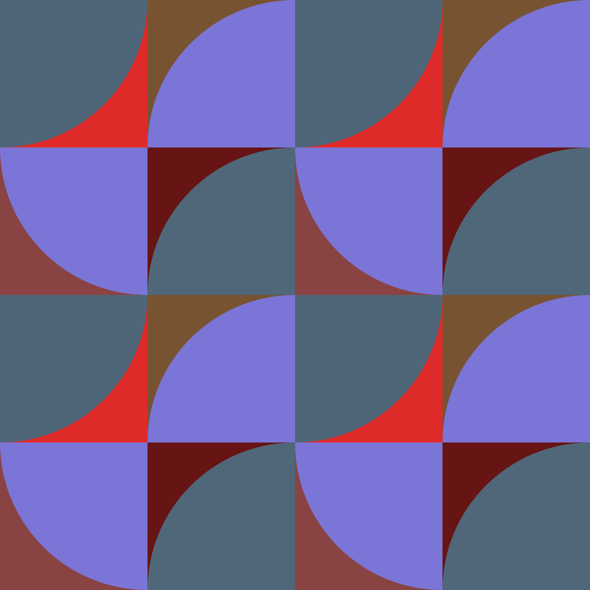 Retro Curved Colorblock Tile Seamless Pattern