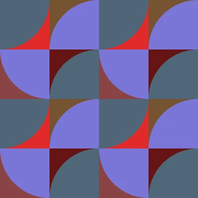 Retro Curved Colorblock Tile Seamless Pattern