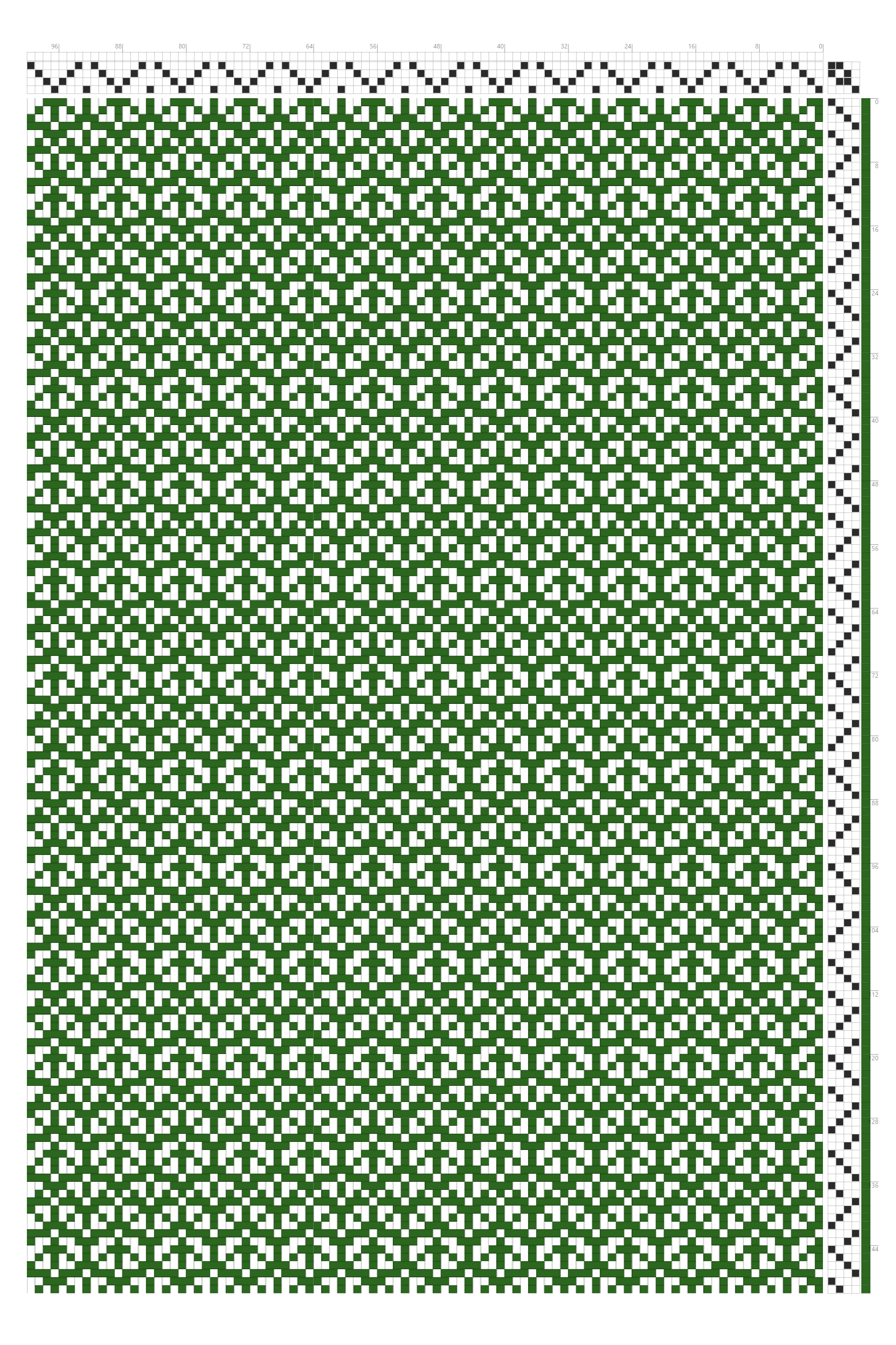 Slanted Lobe & Leaf Dornik Weaving Draft in Forest & White | 4-Shaft 4-Treadle Loom Pattern