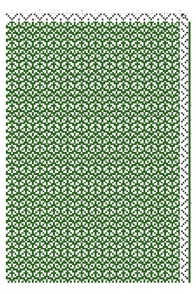 Slanted Lobe & Leaf Dornik Weaving Draft in Forest & White | 4-Shaft 4-Treadle Loom Pattern