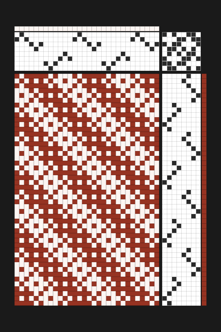Dissolving Stripes Weaving Draft in Brick Red & Ivory | 8-Shaft Dobby Loom Pattern