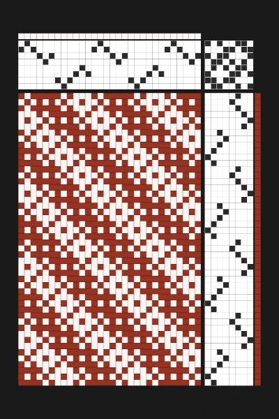Dissolving Stripes Weaving Draft in Brick Red & Ivory | 8-Shaft Dobby Loom Pattern