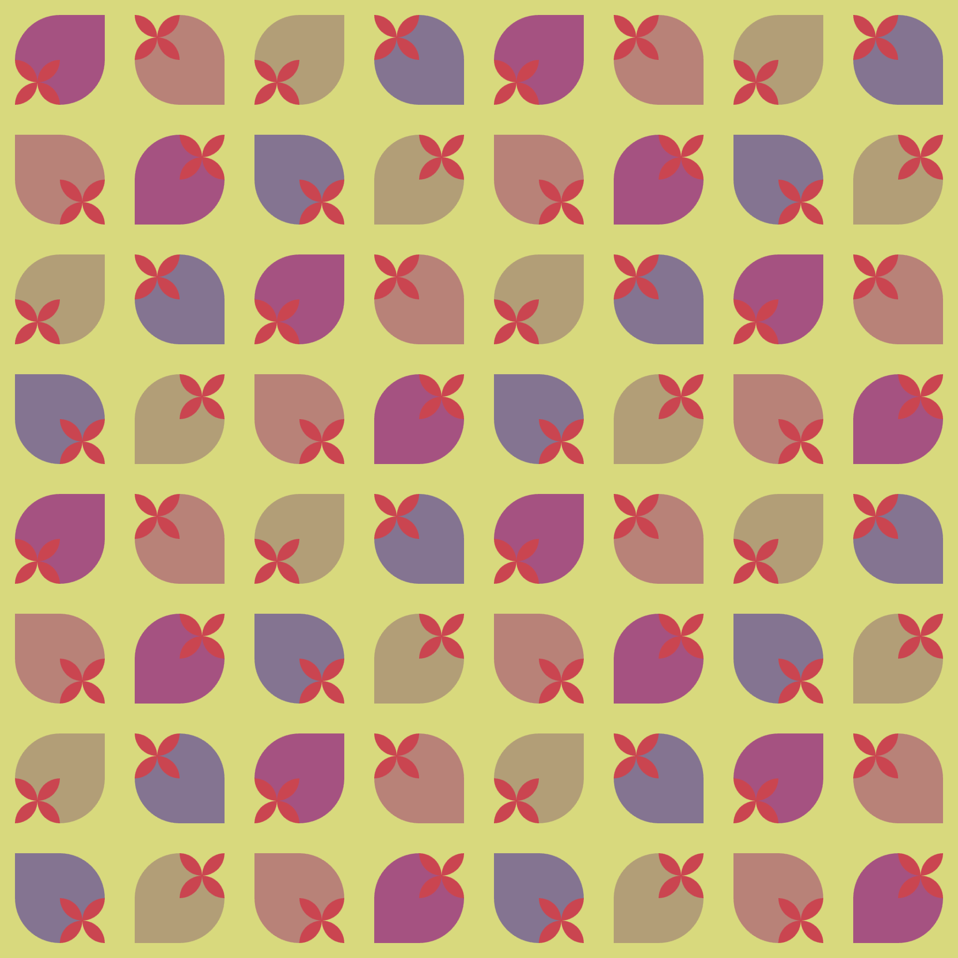 Retro Stone Fruit Tile Seamless Pattern in Mauve & Pistachio
