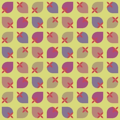 Retro Stone Fruit Tile Seamless Pattern in Mauve & Pistachio