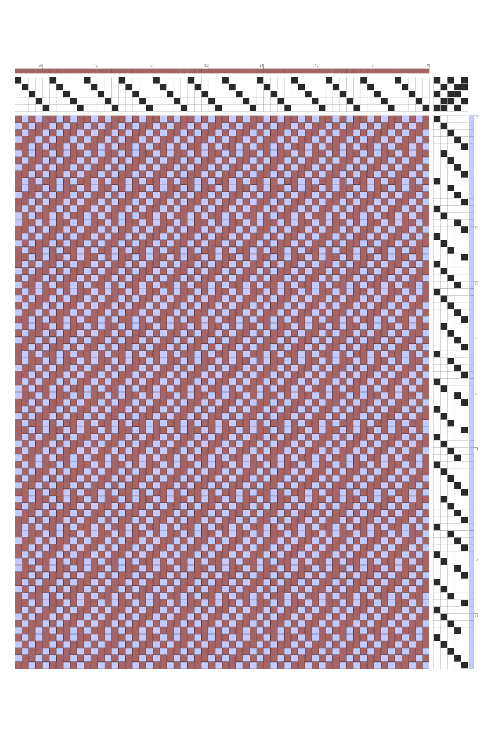Shifting Twill Weaving Draft in Dusty Rose & Periwinkle | 5-Shaft 5-Treadle Dobby Loom Pattern