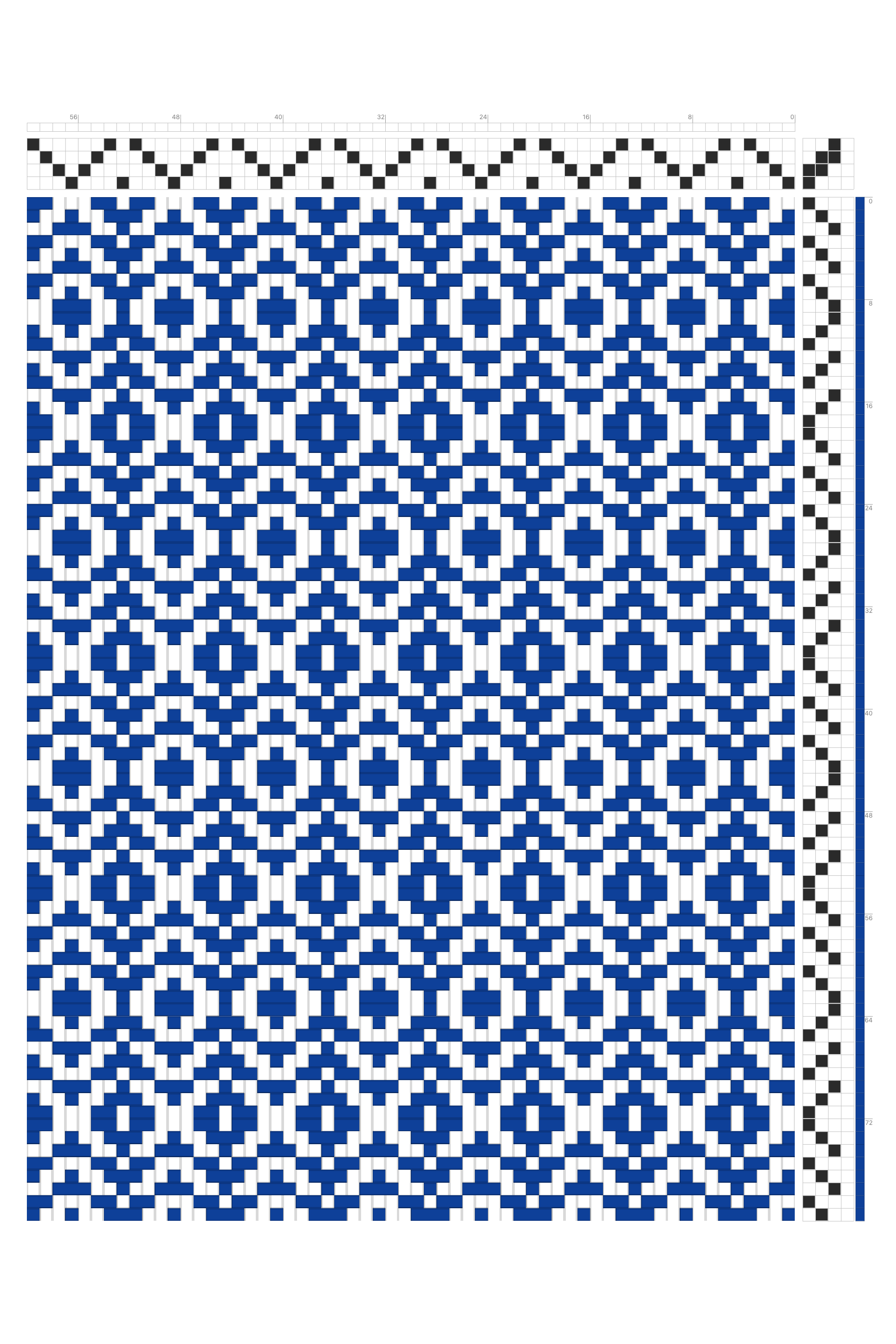 Alternating Eye & Orb Weaving Draft in Cobalt & White | 4-Shaft 6-Treadle Loom Pattern