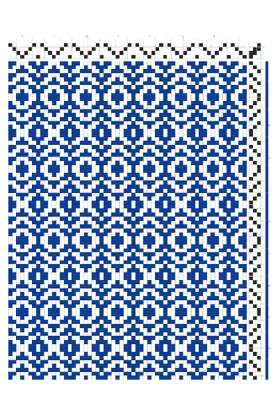 Alternating Eye & Orb Weaving Draft in Cobalt & White | 4-Shaft 6-Treadle Loom Pattern