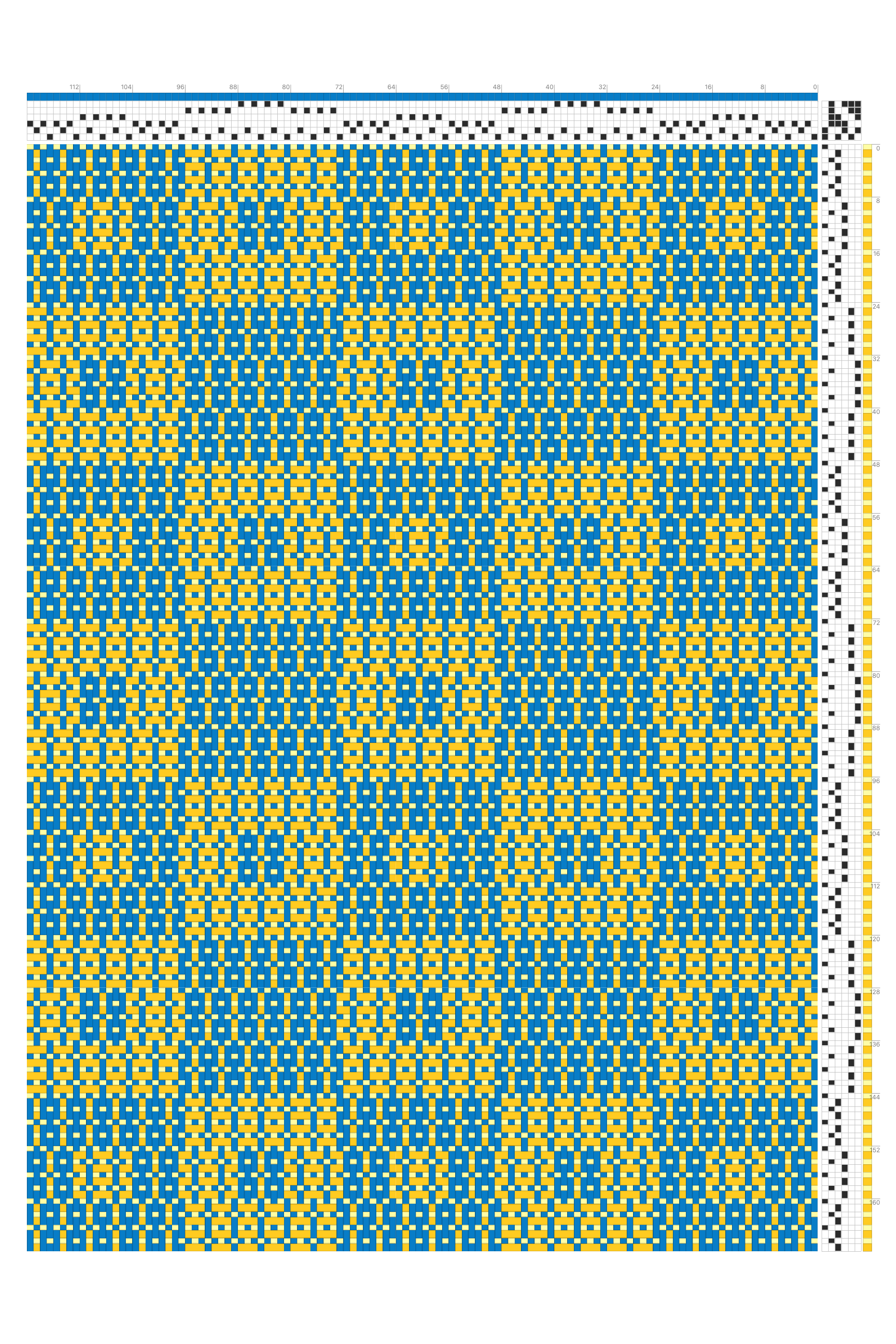 Summer & Winter Alternating Dotted Checkers Draft in Azure & Gold | 6-Shaft 6-Treadle Loom Pattern