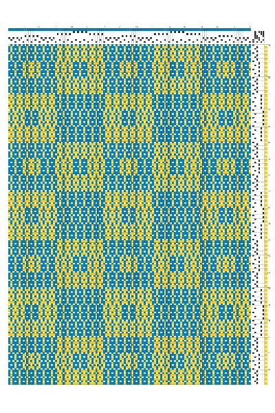Summer & Winter Alternating Dotted Checkers Draft in Azure & Gold | 6-Shaft 6-Treadle Loom Pattern