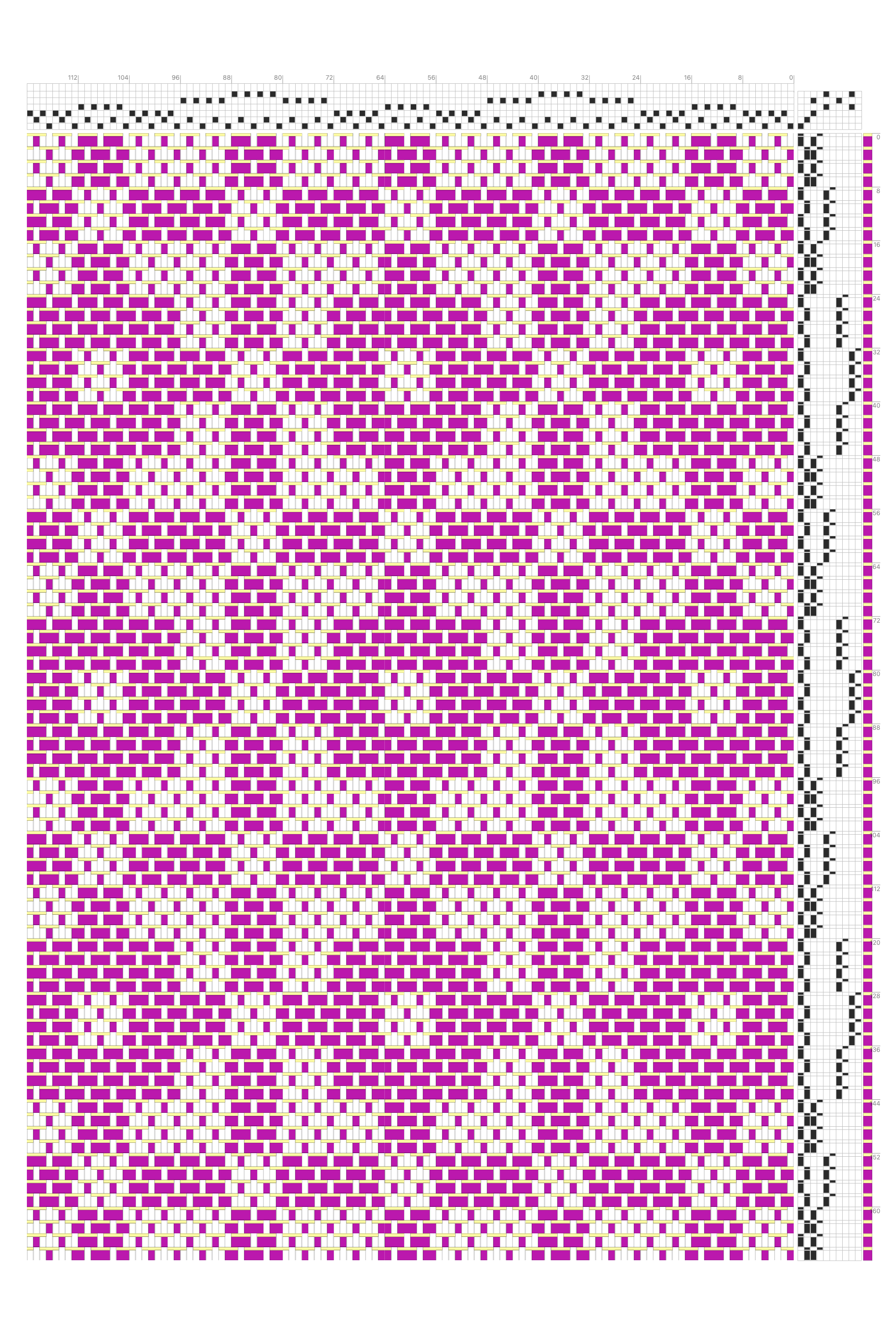 Taquete Brick Tiled Weaving Draft in Fuchsia & White | 6-Shaft 10-Treadle Loom Pattern