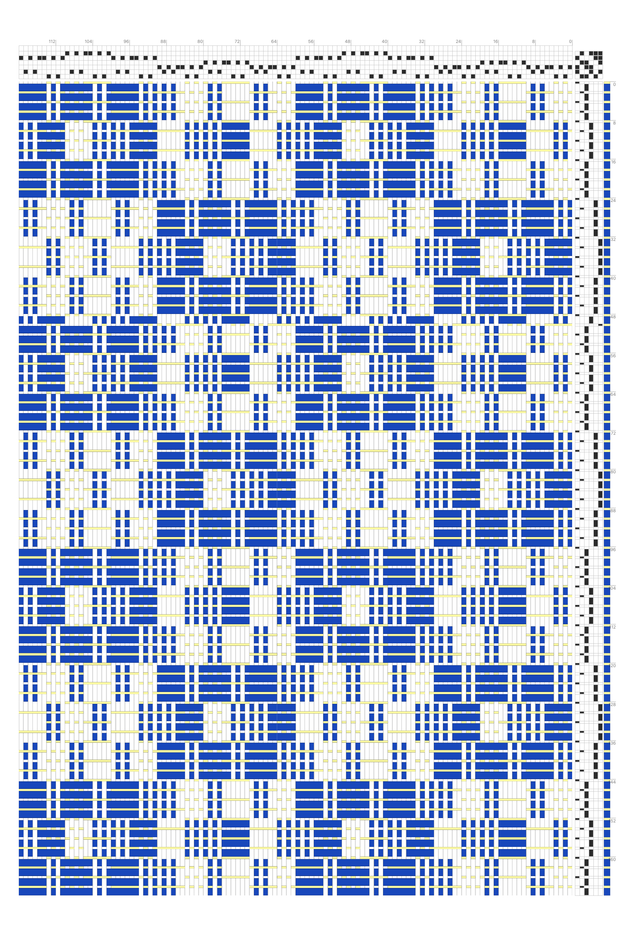 Tied Overshot Alternating Dotted Checkers Draft in Cobalt & White | 6-Shaft 6-Treadle Loom Pattern