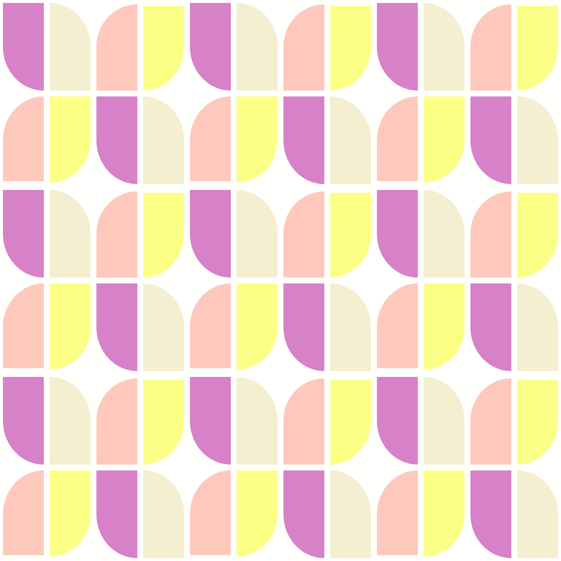 Retro Curved Pill Box Tile Pattern in Orchid & Lemon