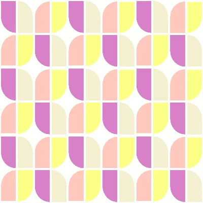 Retro Curved Pill Box Tile Pattern in Orchid & Lemon
