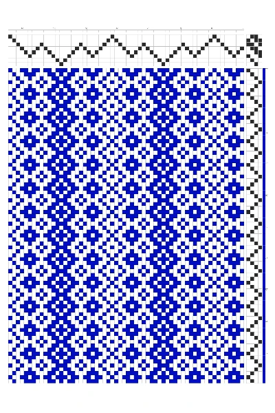 Diamond Stripe Weaving Draft in Royal Blue & White | 8-Shaft 6-Treadle Dobby Loom Pattern