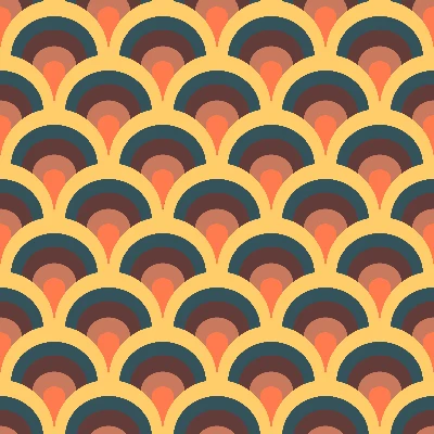 Retro Scalloped Rainbow Seamless Pattern in Marigold & Teal | Free Geometric Surface Design