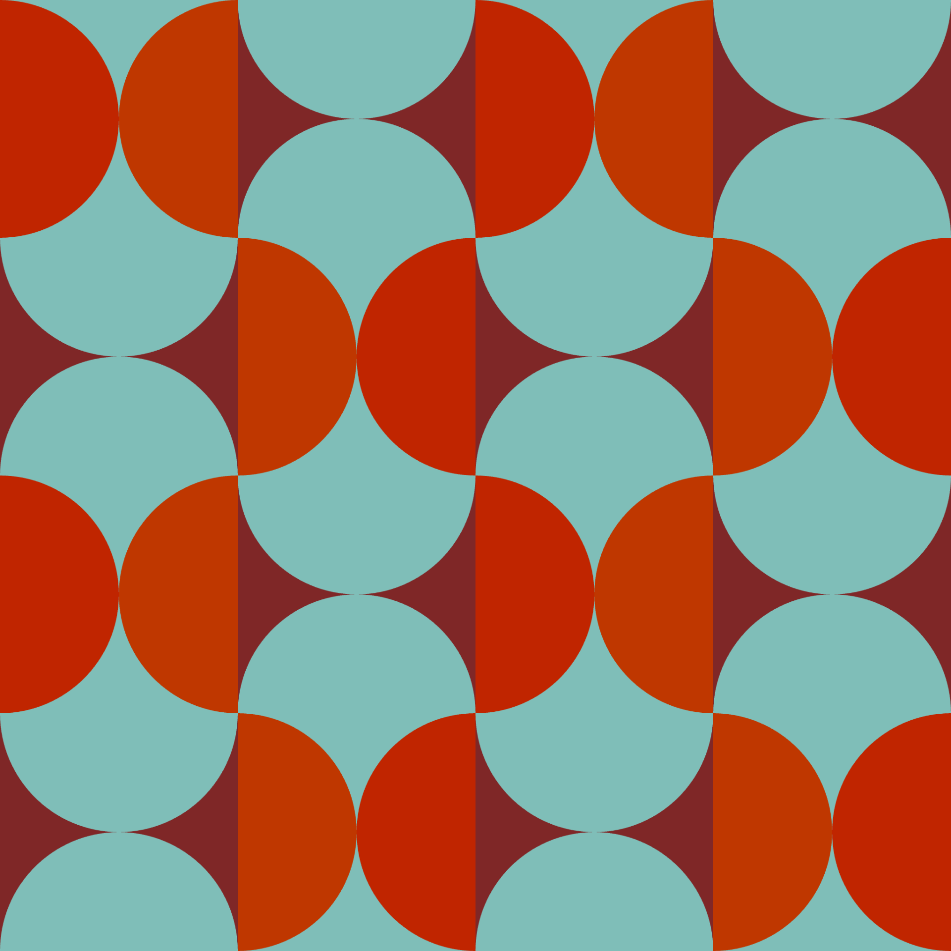 Retro Ginkgo Scallop Tile Seamless Pattern in Teal & Tomato | Free Geometric Surface Design