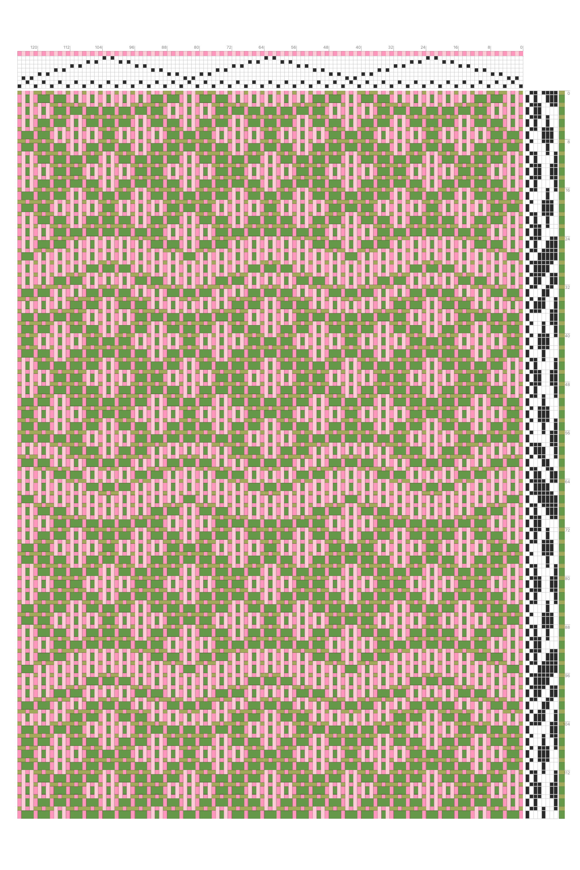 Coquette Flower Field Weaving Draft in Petal Pink & Fern Green | 8-Shaft 8-Treadle Loom Pattern