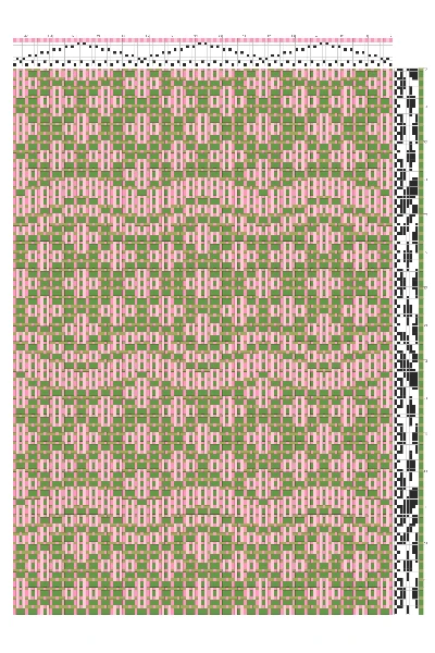 Coquette Flower Field Weaving Draft in Petal Pink & Fern Green | 8-Shaft 8-Treadle Loom Pattern