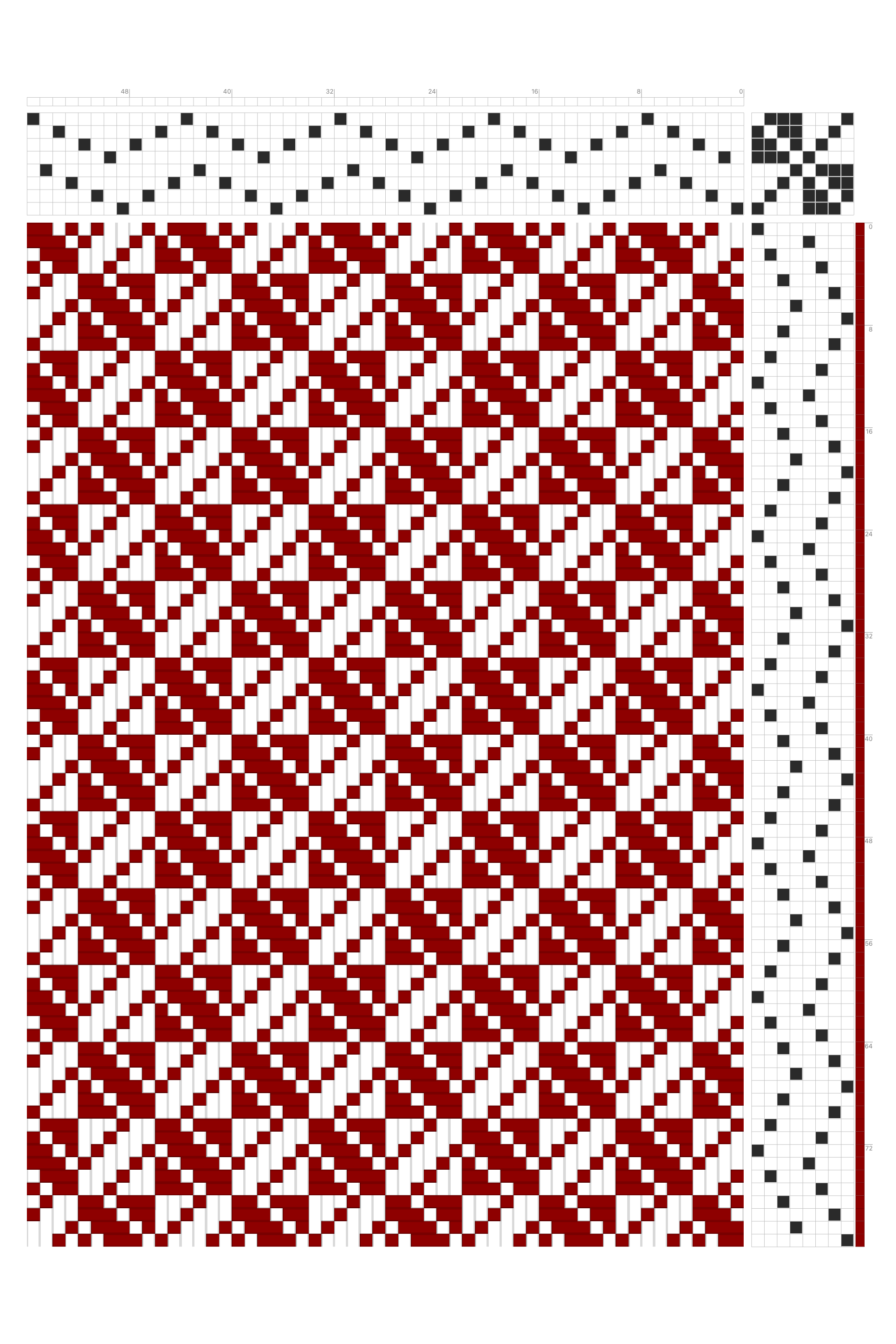 Checked Parallel-Threaded Turned Twill Weaving Draft in Crimson | 8-Shaft 8-Treadle Loom Pattern