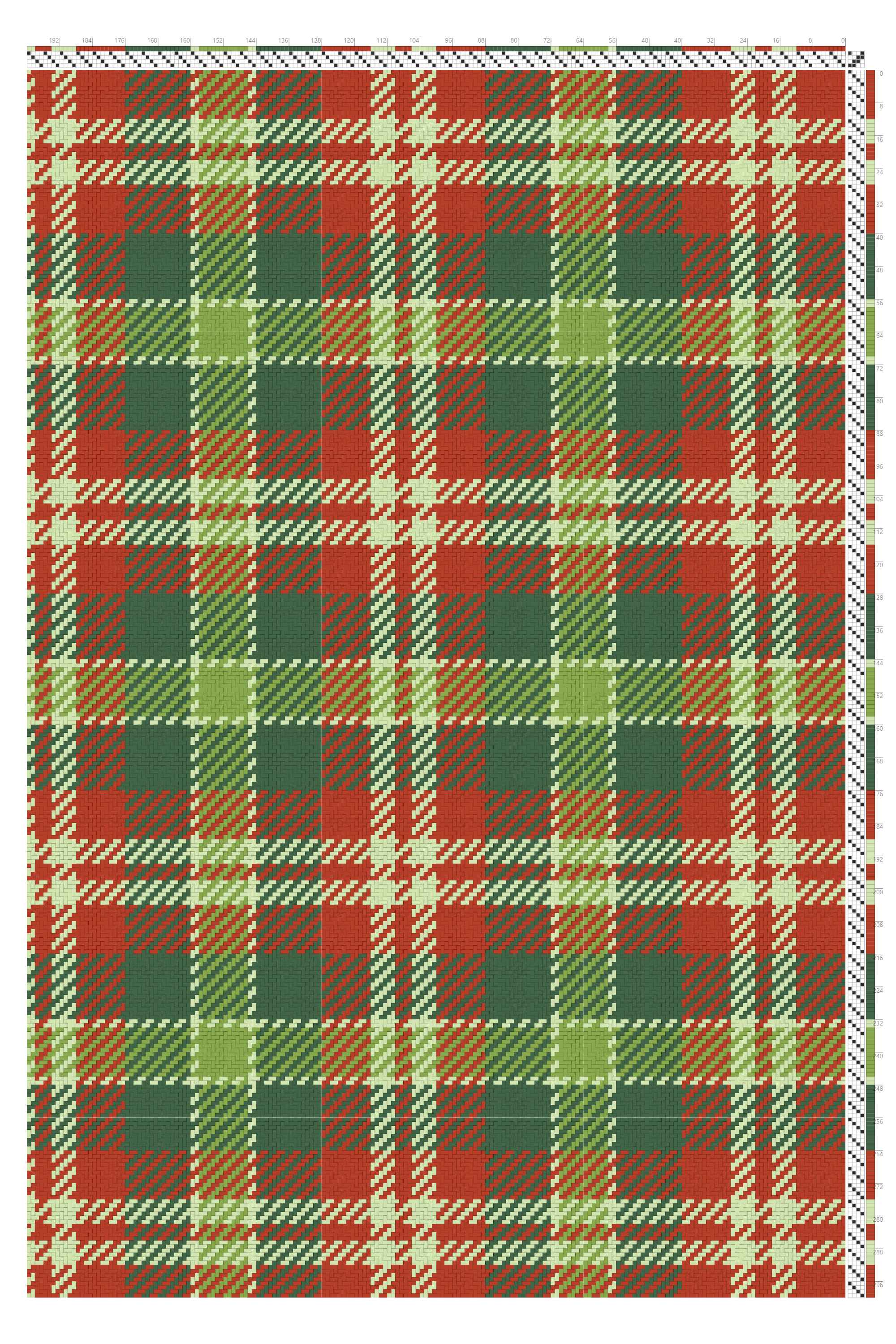Festive Tartan Weaving Draft in Velvet Red, Evergreen & Mint | 4-Shaft 4-Treadle Loom Pattern