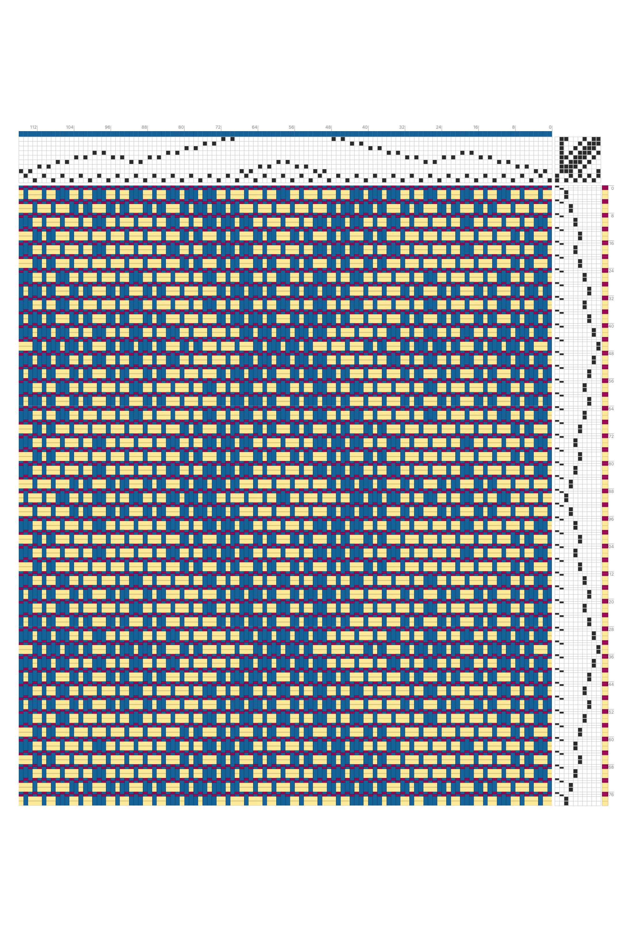 Ornamental Summer & Winter Dukagang Draft in Navy & Yellow | 10-Shaft 10-Treadle Dobby Loom Pattern