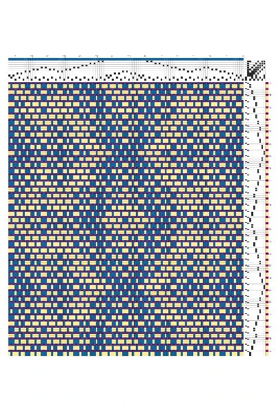 Ornamental Summer & Winter Dukagang Draft in Navy & Yellow | 10-Shaft 10-Treadle Dobby Loom Pattern