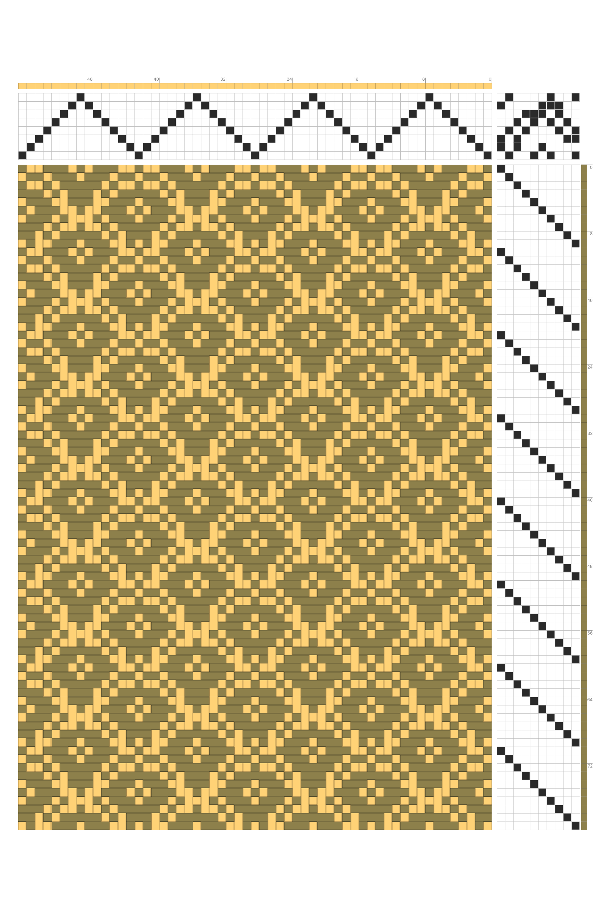 Antique Ornate Grille Weaving Draft in Olive & Gold | 8-Shaft 10-Treadle Dobby Loom Pattern