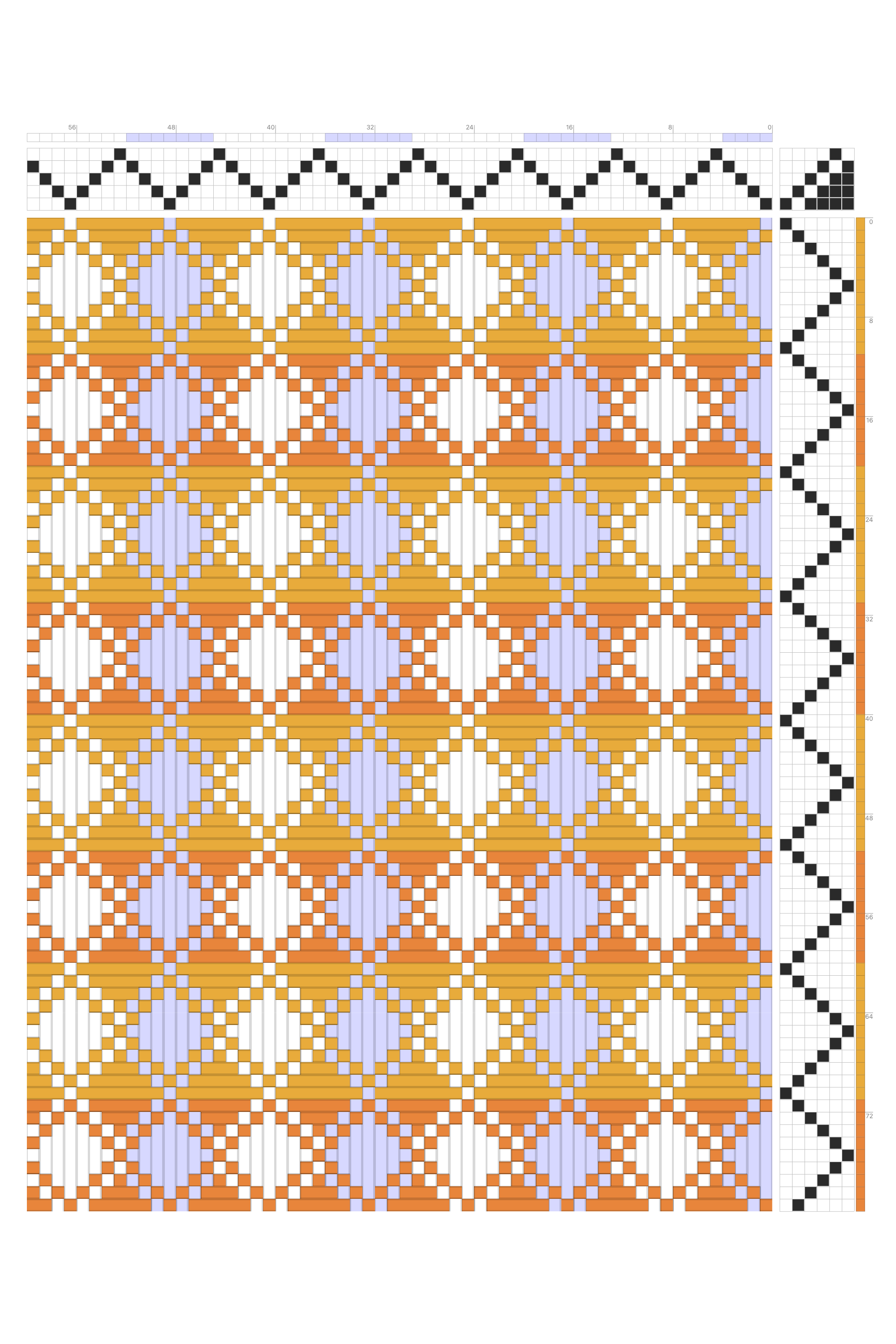 Waffle Weave Draft in Marigold & Lavender | 5-Shaft 6-Treadle Dobby Loom Pattern