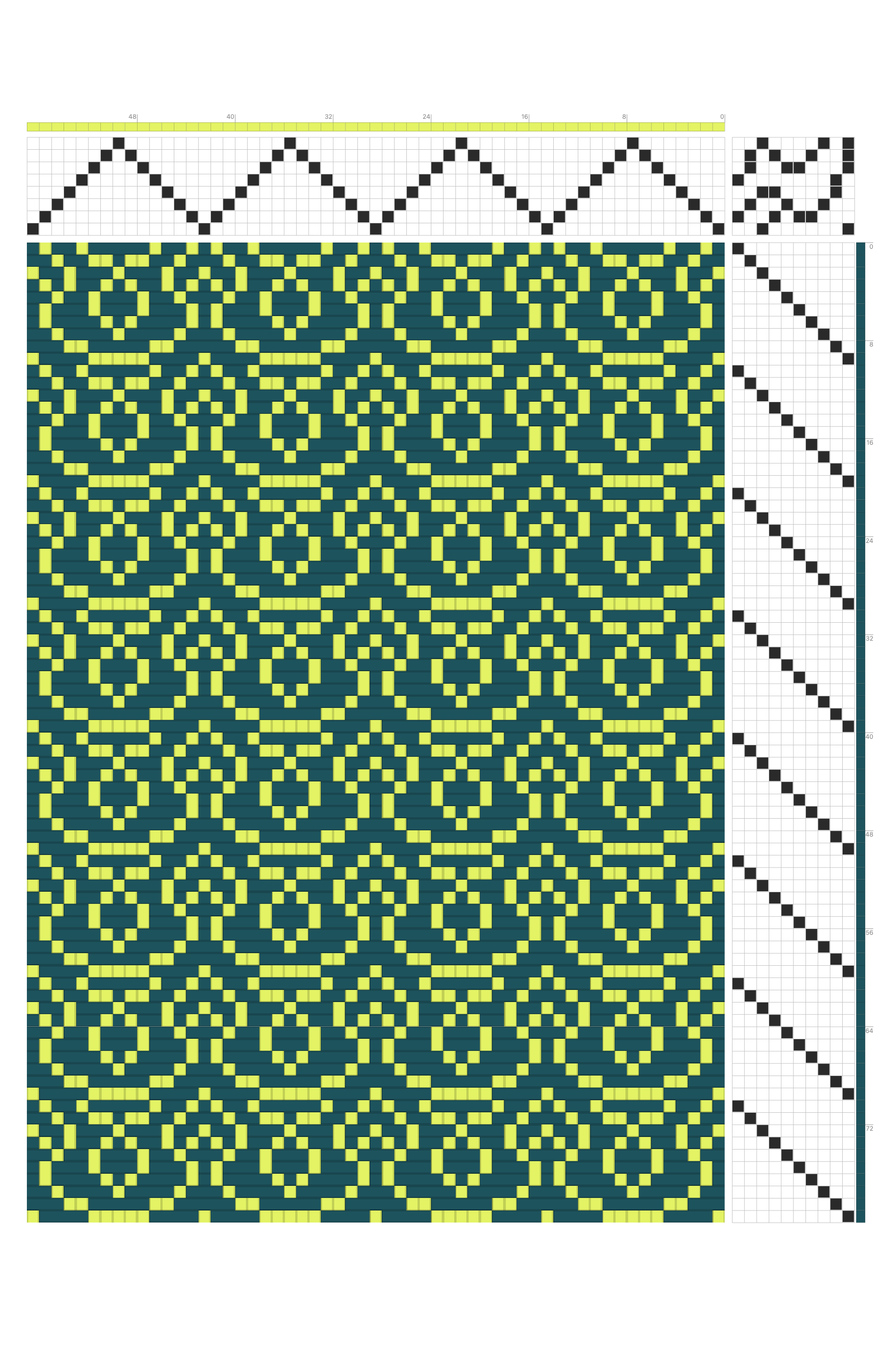 Leafy Wales Weaving Draft in Deep Teal & Bright Lime | 8-Shaft 10-Treadle Dobby Loom Pattern
