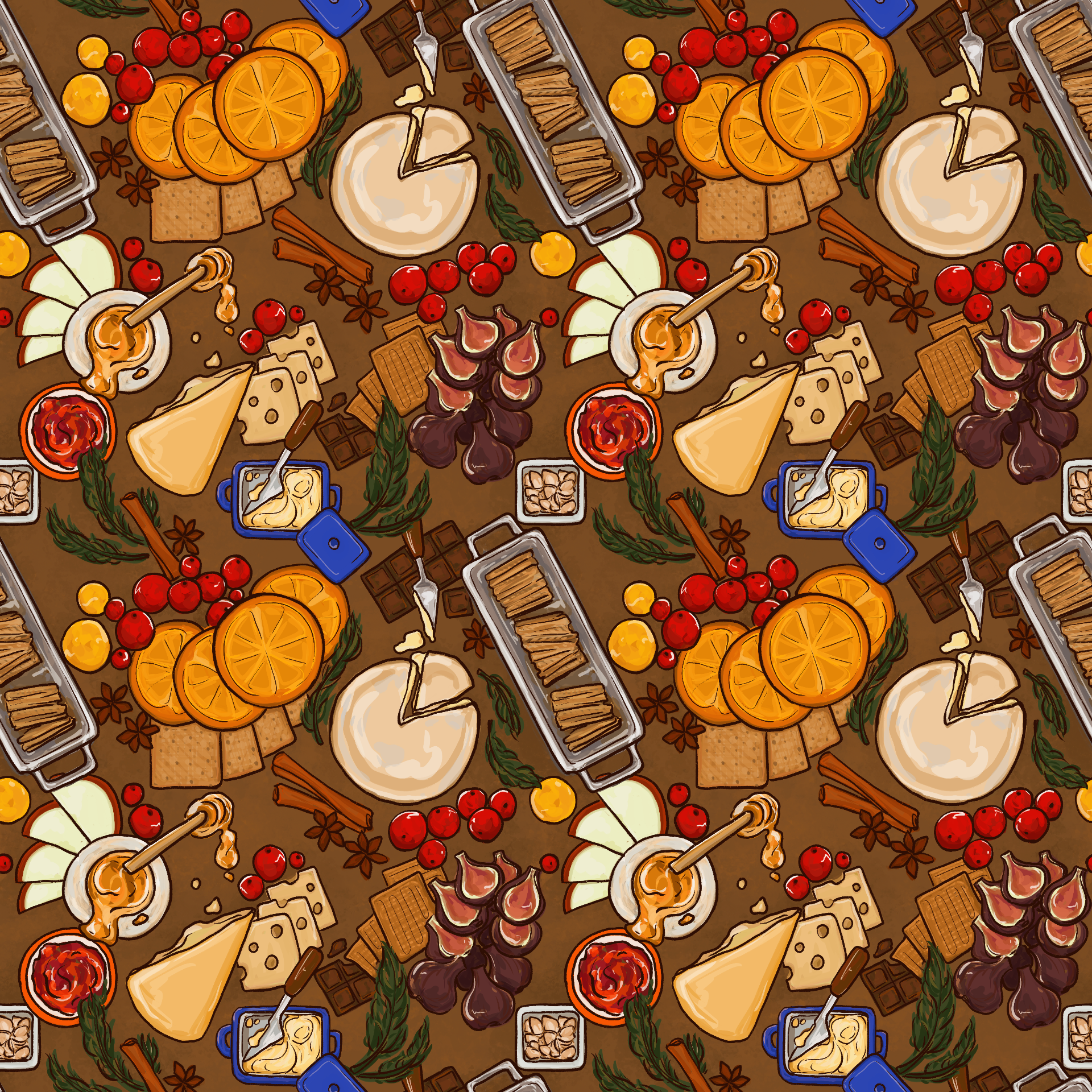 Cozy Winter Charcuterie Pattern Lined