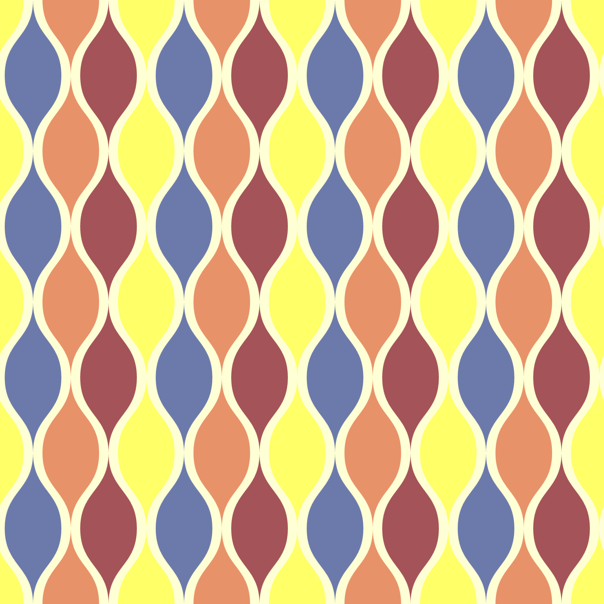 Retro Baubles Strand Seamless Pattern in Lemon & Coral