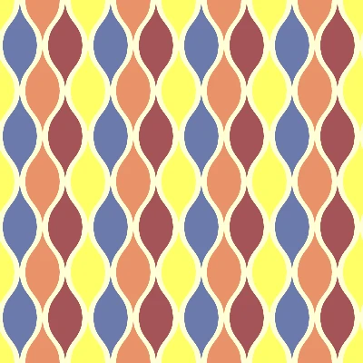 Retro Baubles Strand Seamless Pattern in Lemon & Coral