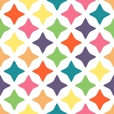 Retro Starburst Diamond Seamless Pattern in Rainbow & White | Free Geometric Surface Design
