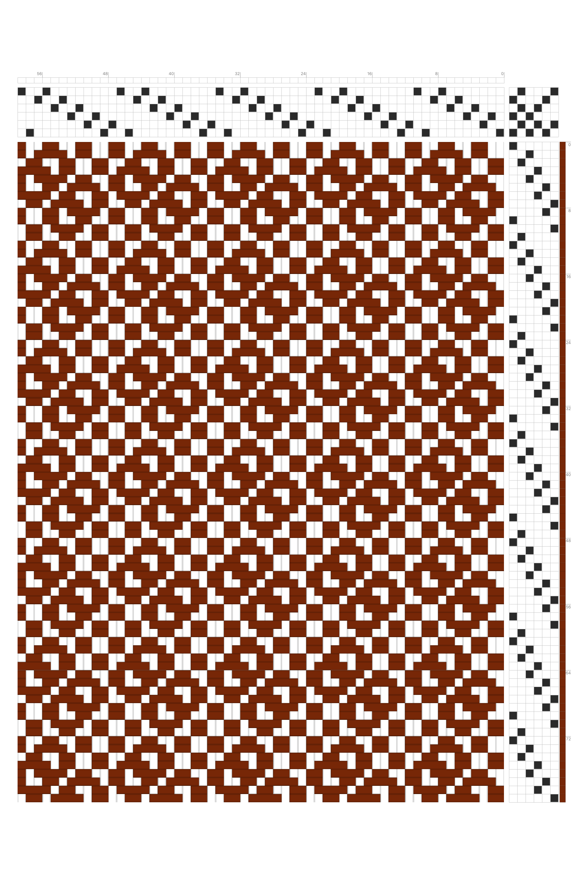 Dual Brick & Checkerboard Weaving Draft in Rust & White | 6-Shaft 6-Treadle Loom Pattern