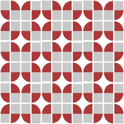 Retro Curved Petal Checkered Tile Seamless Pattern in Crimson & Silver