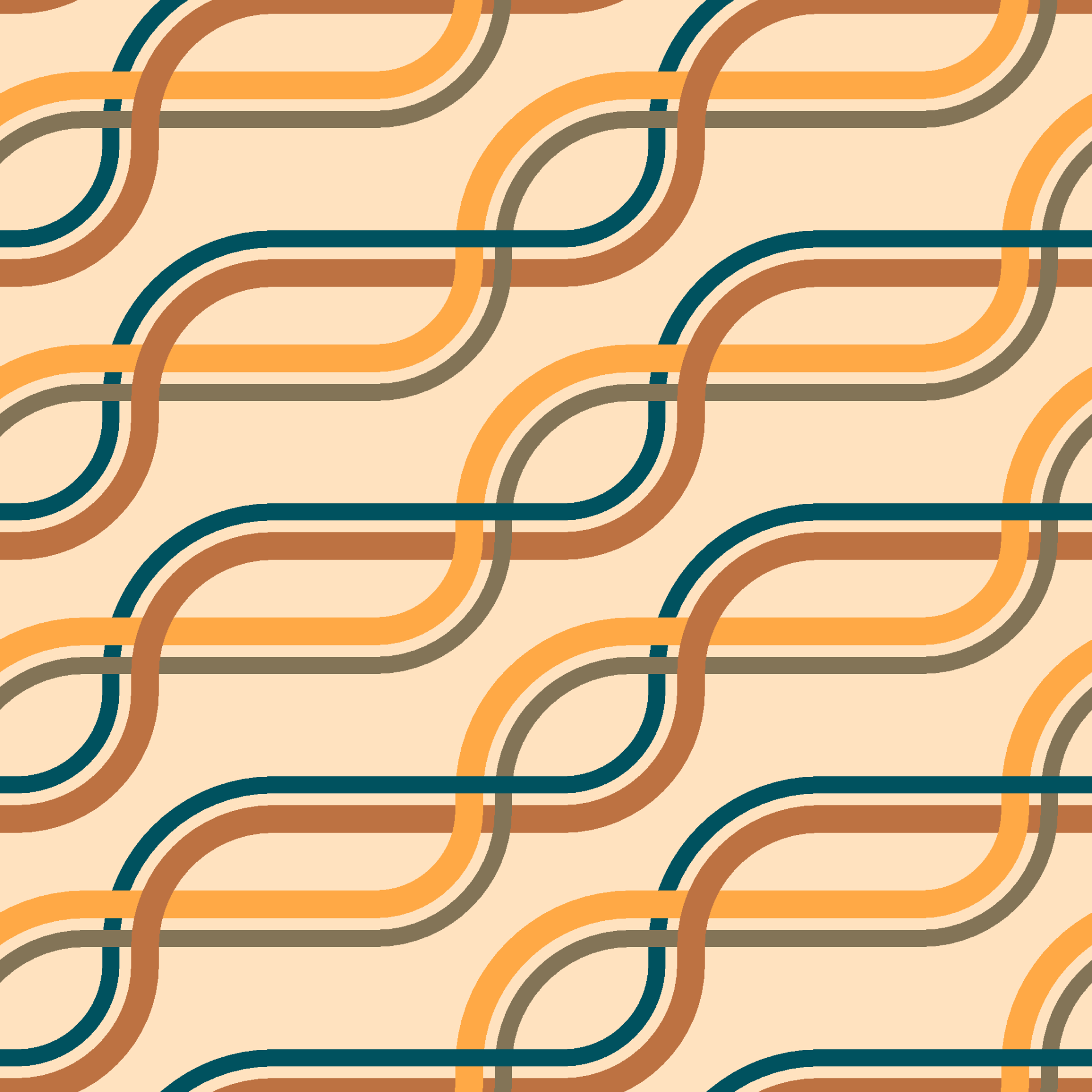 Retro Intertwined Strands Seamless Pattern in Orange & Teal | Free Geometric Surface Design