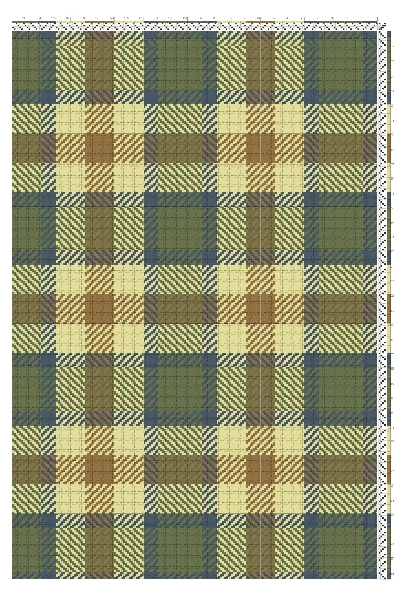 Turned Twill Tartan Weaving Draft in Fern, Slate & Ochre | 4-Shaft 4-Treadle Loom Pattern
