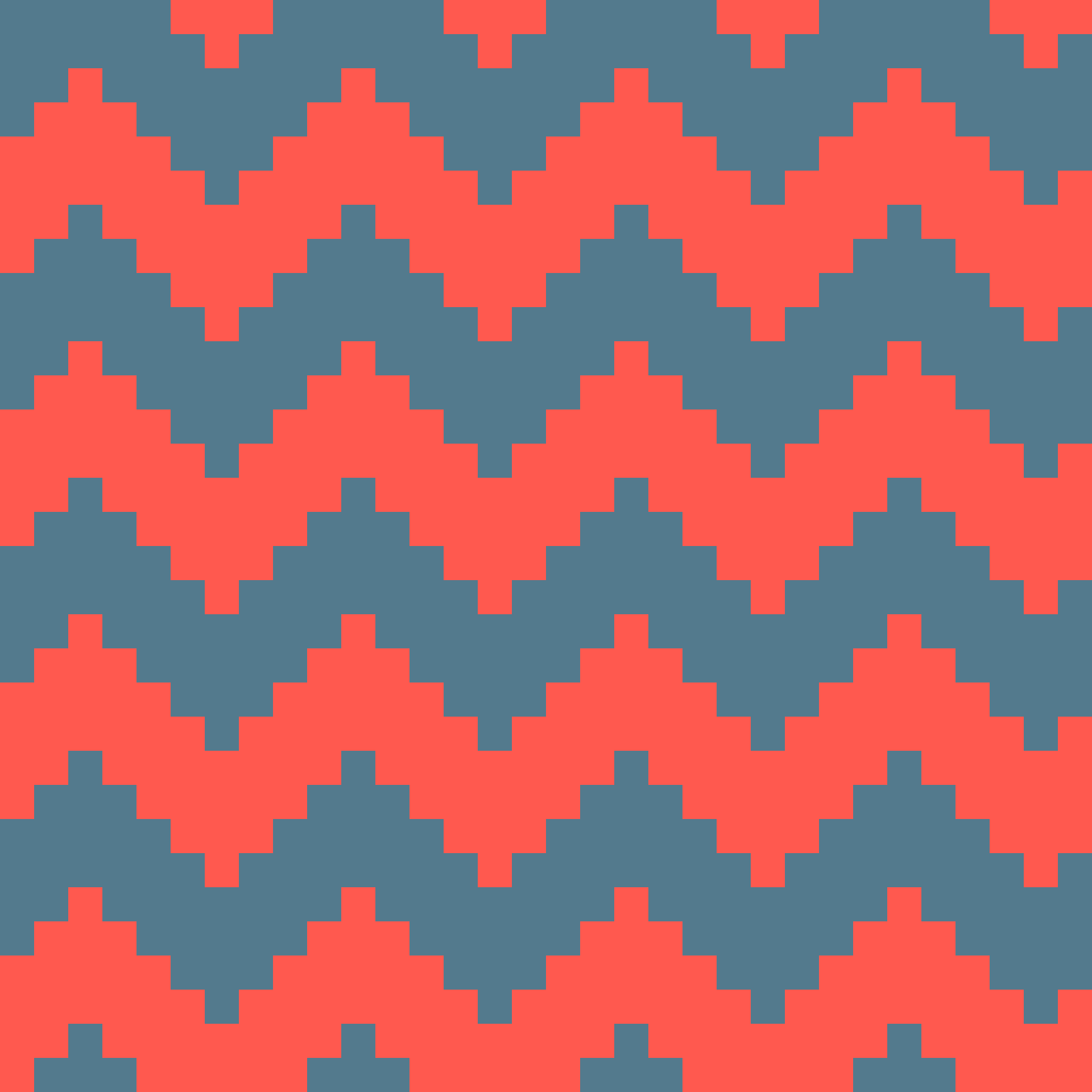 Retro Pixel Chevron Weave Seamless Pattern in Vermillion & Slate | Free Geometric Surface Design