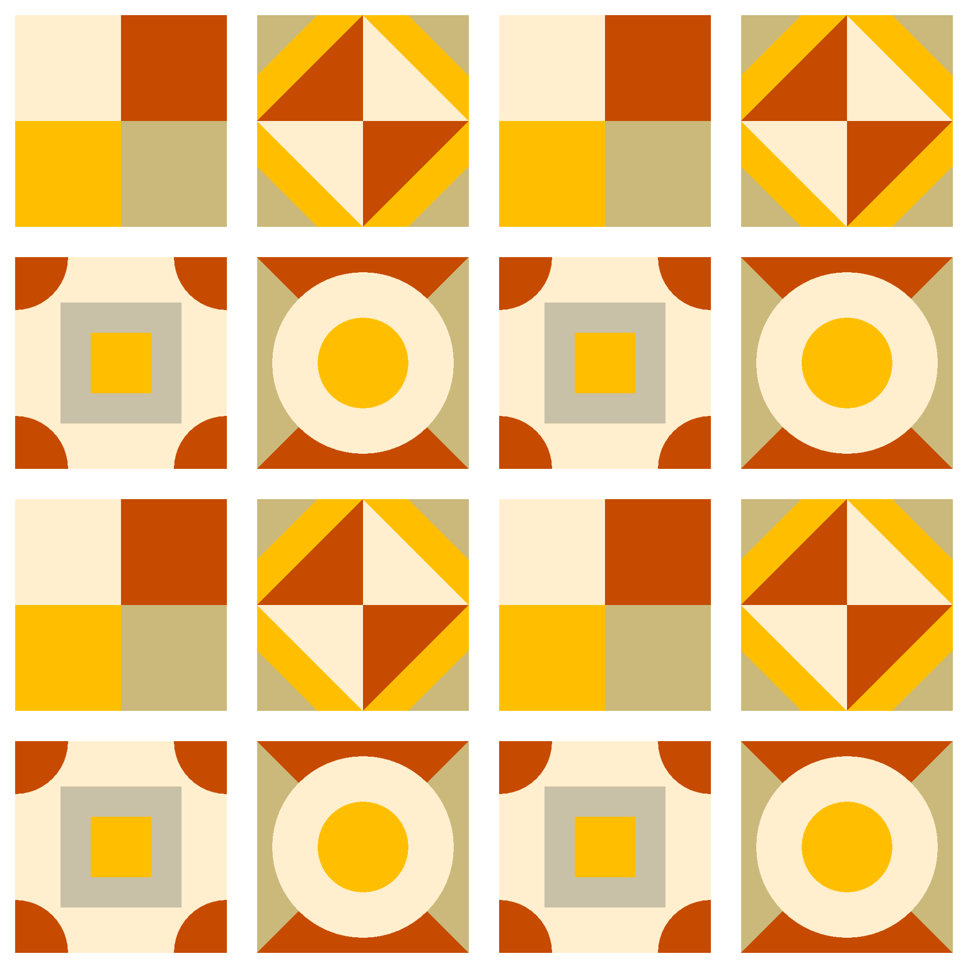Modern Geometric Patchwork Tiles Seamless Pattern in Rust & Mustard | Free Geometric Surface Design