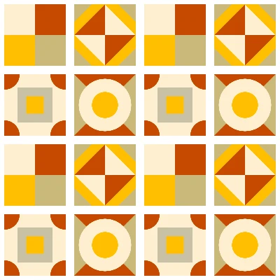 Modern Geometric Patchwork Tiles Seamless Pattern in Rust & Mustard | Free Geometric Surface Design