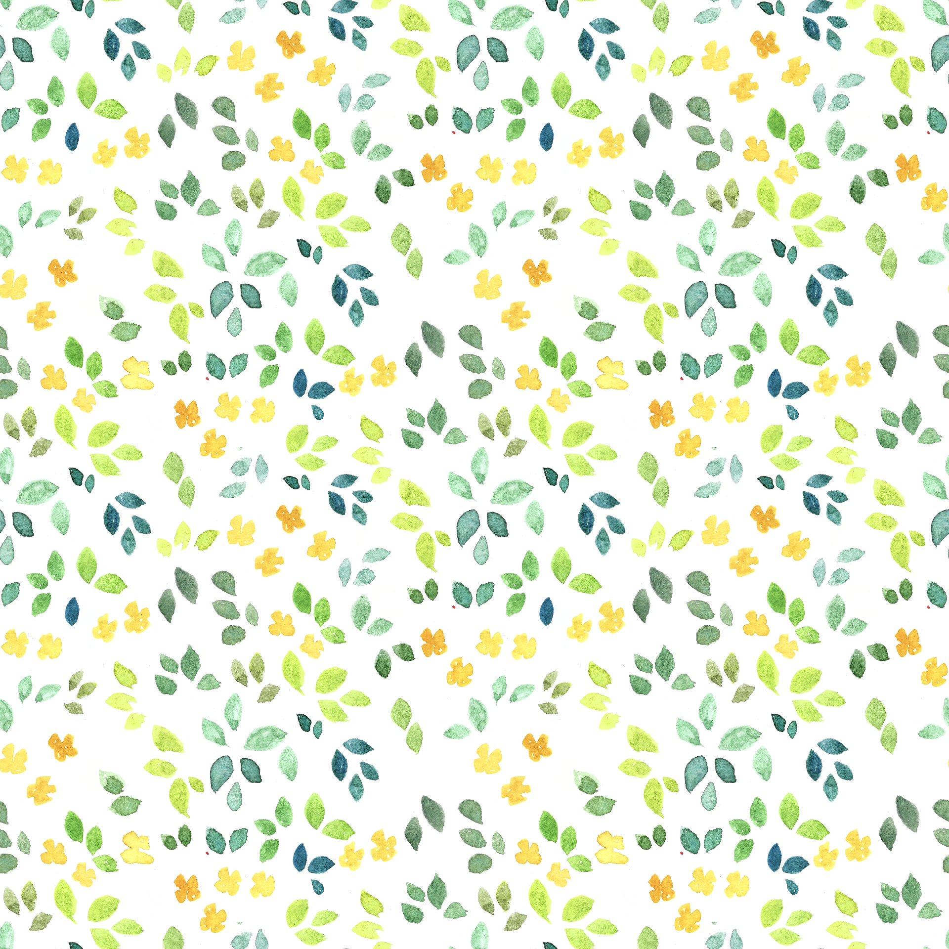 Watercolor Leaf & Blossom Pattern